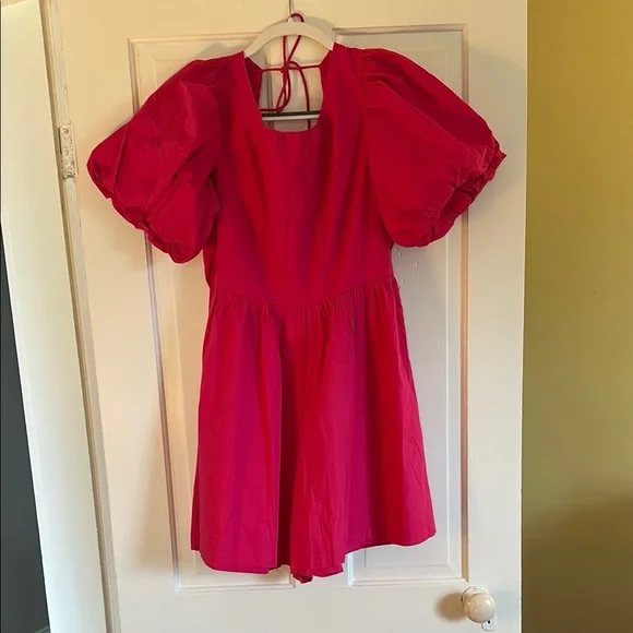 ANTHROPOLOGIE PUFF-SLEEVE ROMPER DRESS New With Tags Size 8 - Picture 3 of 4